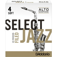 D'Addario Select Jazz Filed Alto Saxophone Reeds, Strength 4 Soft, 10-pack