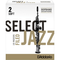 D'Addario Select Jazz Filed Soprano Saxophone Reeds, Strength 2 Soft, 10-pack