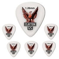6  x Clayton Acetal Guitar Picks - Standard Shape  1.26mm Gauge Bulk  Pack S126