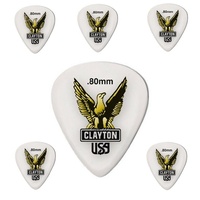 6  x Clayton Acetal Guitar Picks - Standard Shape  0.80 Gauge 6-Pack S80