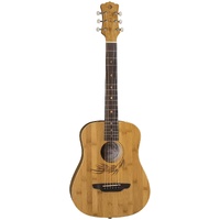 Luna Safari Bamboo Acoustic Travel Guitar with Gig Bag, Satin Natural