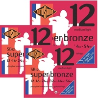 3 sets Rotosound SB12 Super Bronze Acoustic Guitar Strings (12 16 24 32 44 54)