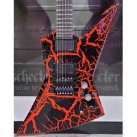 Schecter BalSac E-1 FLoyd Rose Electric Guitar Black Orange Crackle