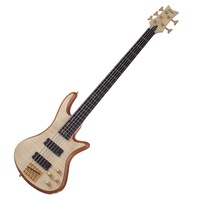 Schecter 2541 Stiletto Custom-5 String Electric Bass Guitar, Natural Satin