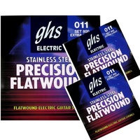 3 x  GHS 800 Precision Flats Flatwound Ex Light Electric Guitar Strings 11 - 46