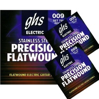3 sets  GHS 750 Precision Flats Flatwound Rock  Electric Guitar Strings 09 - 42