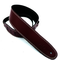 DSL 2.5" Single Ply Maroon/Beige Stitch Guitar Leather Strap