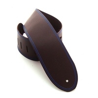 DSL Classic 3.5" Single Ply Brown / Blue Stitch Guitar Strap Made in Australia