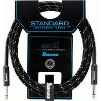 Ibanez SI10 CGR Woven Guitar Cable w/ 2 Straight Plugs - 10ft - Black/Green