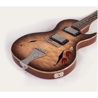 B&G Step Sister Cutaway Electric Guitar - Quilted Maple - Wolf Burst