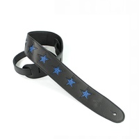 DSL Designer Leather Guitar Strap Blue Star -  Hand Made in Australia