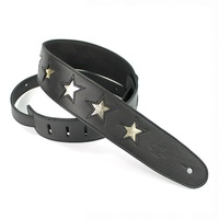 DSL Designer Leather Guitar Strap Gold Star -  Hand Made in Australia