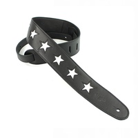 DSL Designer Leather Guitar Strap White Star -  Hand Made in Australia