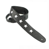 DSL Designer Leather Guitar Strap White Star -  Hand Made in Australia