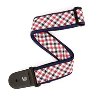 D'addario Planet Waves T20S1500 Gingham Woven Guitar Strap - Red/Navy