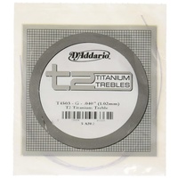 D'Addario T2 Titanium Treble Classical Guitar Single G String Normal Tension,