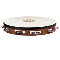 Meinl Percussion Traditional 10-Inch Wood Tambourine Goat Skin Head Steel Jingle