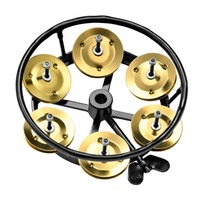 Meinl Percussion THH1B-BK Professional Series Hi Hat Tambourine Single Row Brass