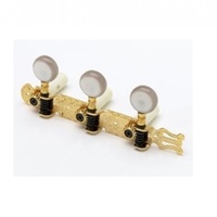 Allparts Classical Tuning Keys - Gold w Pearloid Button 3 a Side - Set