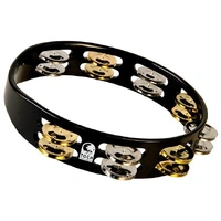 Toca Colorsound Acacia Hardwood 10" Tambourine in Black with Brass & Nickel Jingles