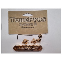 TonePros TP6R Tune-o-matic Bridge with Roller Saddles - Small Posts Gold - Open Box