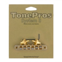 TonePros TP6R Tune-o-matic Bridge with Roller Saddles - Small Posts Gold