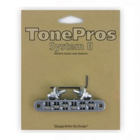 TonePros TP6R Tune-o-matic Bridge with Roller Saddles - Small Posts Nickel