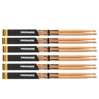 Promark TX5AW American Hickory Wood Tip 5A Pro Mark 6 Pairs Drum Sticks