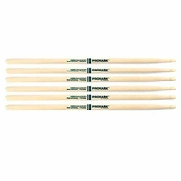 Promark TXR5AW - 5A Wood Tip Hickory Natural Drumsticks - 3 Pairs  Drum Sticks