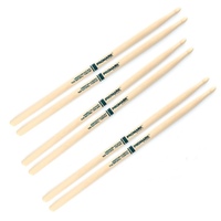 Promark The Natural American Hickory Wood Tip 5A - TXR5AW Drum Sticks 3 Pairs