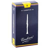 Vandoren B Flat Clarinet Reeds Traditional Grade 5 Box of 10