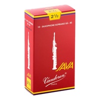 Vandoren Soprano Saxophone Reed JAVA RED Grade 2.5 Box of 10