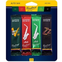 Vandoren Alto Sax Jazz Reed Mix Card 1 x  ZZ, V16, JAVA Red & Green Strength 2.5