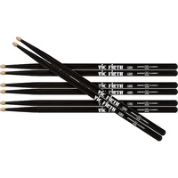 Vic Firth American Classic Drumsticks  5A Wood Tip - Black Finish 4 Pairs