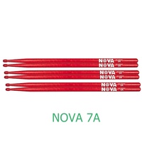 Vic Firth Nova 7A Wood Tip 3 Pairs American Hickory RED Drumsticks