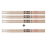 Vic Firth 5A  Hickory Drumsticks Wood Tip Value Pack Buy 3 get 4 Pairs