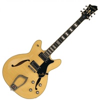 Hagstrom Viking Deluxe Semi-Hollow Electric Guitar, Natural w/Case