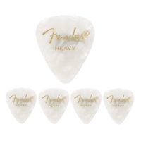 Fender 351 Premium Heavy  Celulloid  Guitar Picks  - White  Moto - 5 Picks