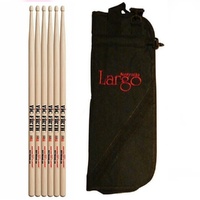 Vic Firth Extreme 5A Wood Tip Drum Sticks x 3 Pairs + Stick Bag