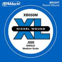 D'Addario XB050M Nickel Wound Bass Guitar Single String, Medium Scale, .050