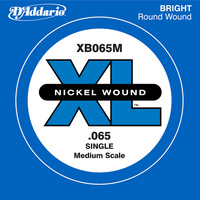 D'Addario XB065M Nickel Wound Bass Guitar Single String, Medium Scale, .065