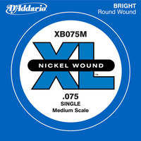 D'Addario XB075M Nickel Wound Bass Guitar Single String, Medium Scale, .075