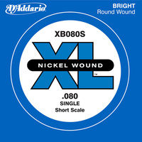 D'Addario XB080S Nickel Wound Bass Guitar Single String, Long Scale, .080