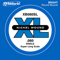 D'Addario XB080SL Nickel Wound Bass Guitar Single String, Super Long Scale, .080