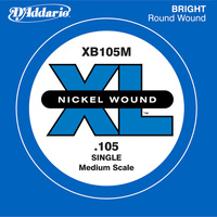 D'Addario XB105M Nickel Wound Bass Guitar Single String, Medium Scale, .105