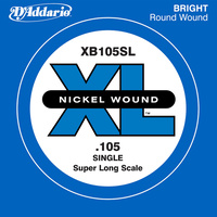 D'Addario XB105SL Nickel Wound Bass Guitar Single String, Super Long Scale, .105