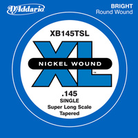D'Addario XB145T Nickel Wound Bass Guitar Single String, Super Long Scale, .145, Tapered