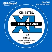 D'Addario XB145T Nickel Wound Bass Guitar Single String, Super Long Scale, .145, Tapered