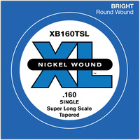 D'Addario XB160TSL Nickel Wound Bass Guitar Single String, Super Long Scale, .160, Tapered