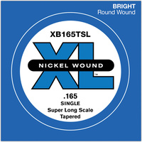 D'Addario XB165TSL Nickel Wound Bass Guitar Single String, Super Long Scale, .165, Tapered